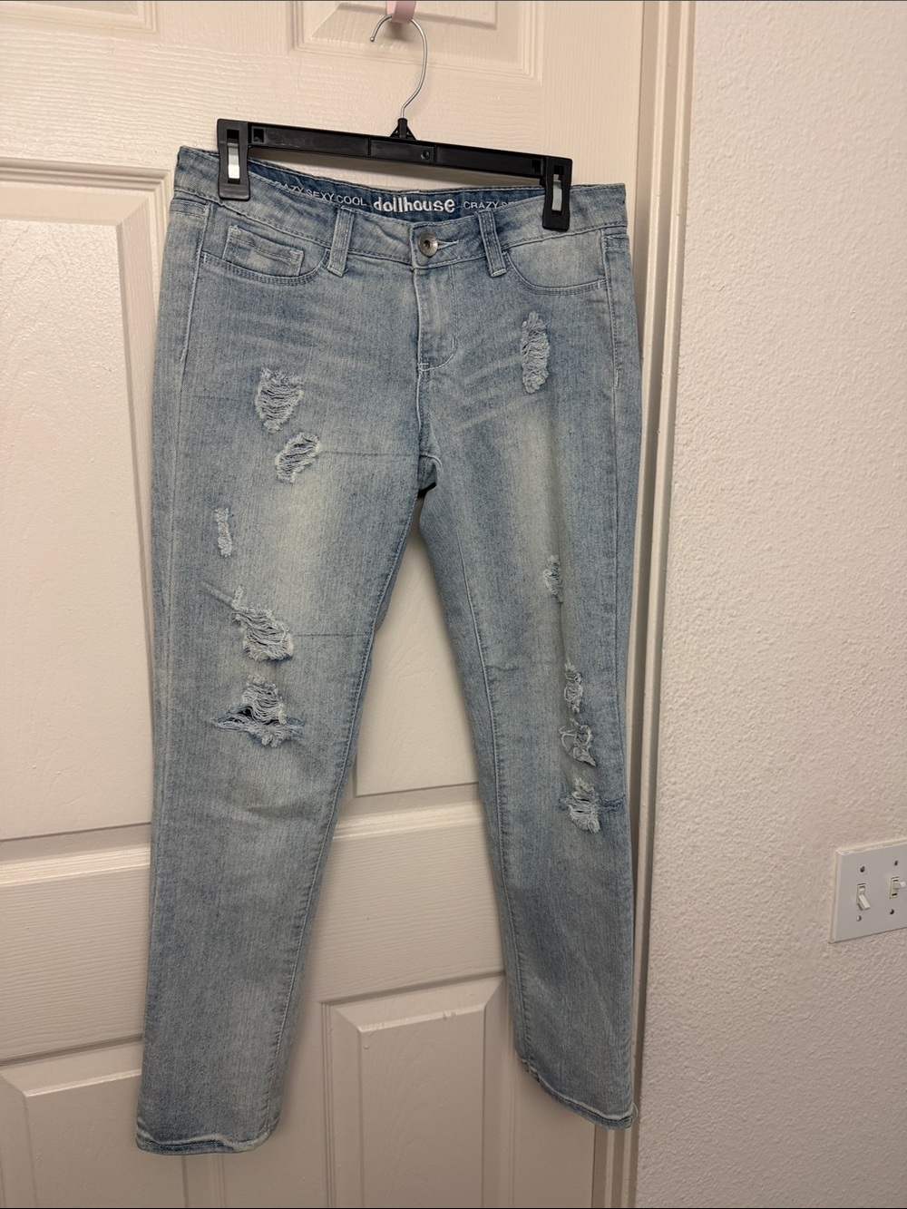 Y2k Dollhouse Light Blue Distressed Boyfriend Jeans
